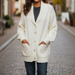 Stars x Stripes Oversized Cream Cardigan Sweater Size XS